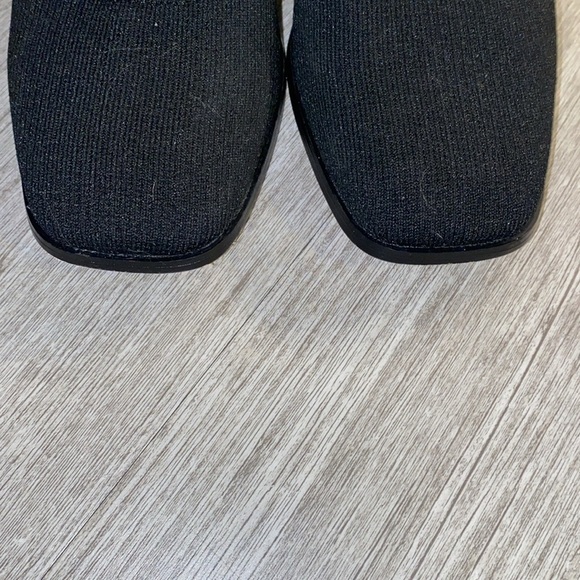 Deltan 'Brooklyn Flyknit Stretch' Block Heel Sock Boots color black w square toe - Picture 2 of 6